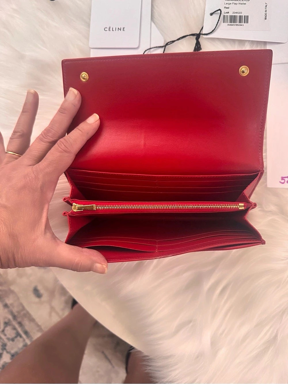 Celine Large Flap Wallet in Red - Picture 6 of 16